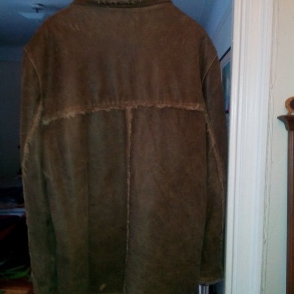 Sherpa  Leather Mens Coat - Picture 3 of 7